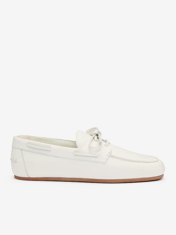 Fia Boat Loafer - White Leather